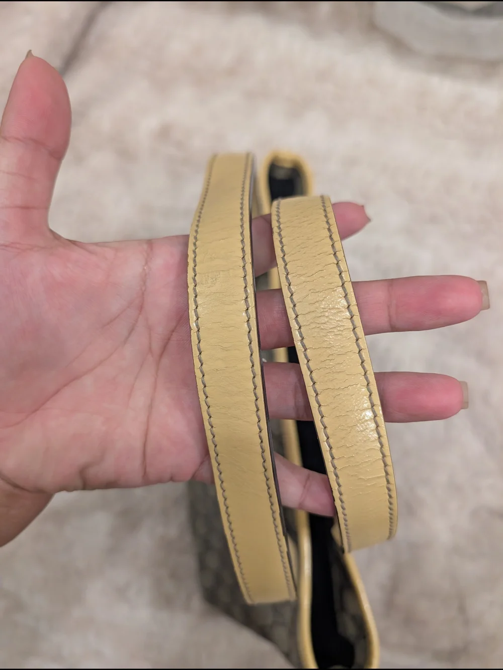 Gucci Beige Monogram Tote Bag - Beige/Yellow Trim